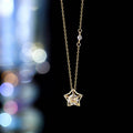 Dainty Hollow Star Pendant Necklace in 925 Sterling Silver