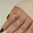 Two-Tone Butterfly Floral Bypass Ring in 925 Sterling Silver