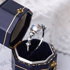 Oval Moonstone Cabochon Stacking Ring in 925 Sterling Silver