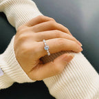 Oval Moonstone Cabochon Stacking Ring in 925 Sterling Silver