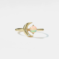 Opal Star Moon Open Stacking Ring in 925 Sterling Silver