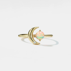 Opal Star Moon Open Stacking Ring in 925 Sterling Silver