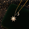 Opal Sun Moon Charm Pendant Necklace in 925 Sterling Silver