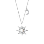 Opal Sun Moon Charm Pendant Necklace in 925 Sterling Silver