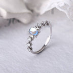 Oval Moonstone Cabochon Stacking Ring in 925 Sterling Silver