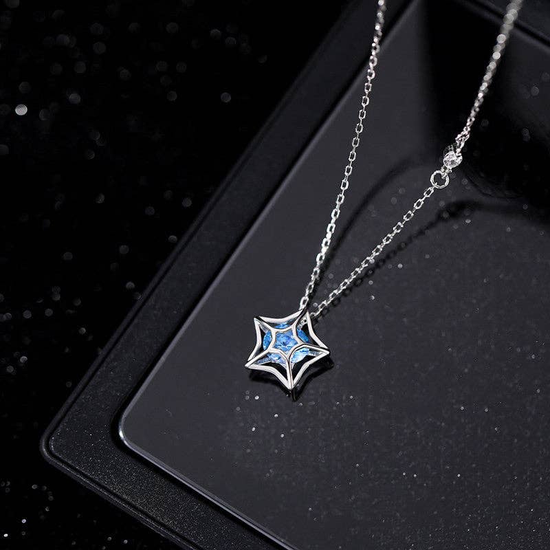 Dainty Hollow Star Pendant Necklace in 925 Sterling Silver