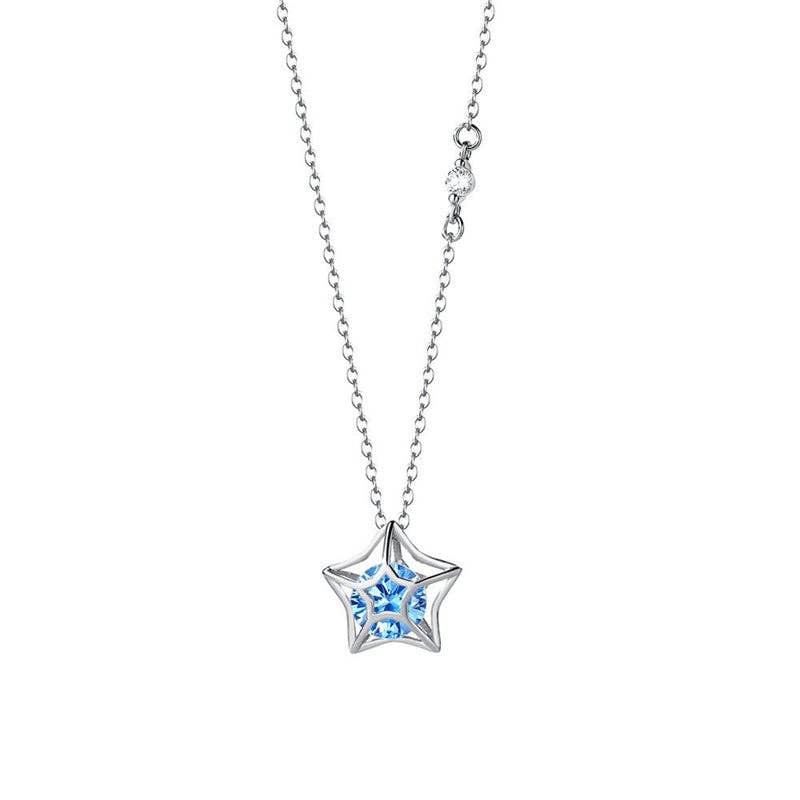 Dainty Hollow Star Pendant Necklace in 925 Sterling Silver